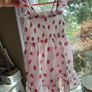 Girls white strawberry dress